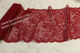 Shimmer Stretch Galloon Lace Red Color Nylon Material OEKO TEX 100 Approved