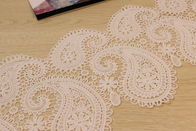 Paisley White Guipure Lace Trim , Watersoluble Embroidered Lace Trim 190mm