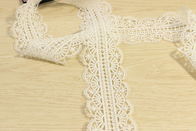 Curved Edging Guipure Lace Trims , Interlining 2 Inch Lace Trim Perforated
