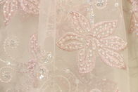 Tulle Bridal Lace Fabrics , DTM Light Pink Lace Fabric 10yds Long