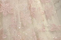 Tulle Bridal Lace Fabrics , DTM Light Pink Lace Fabric 10yds Long