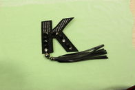 K Shaped 3D Embroidery Patches PVC Material Multistrand Black Color
