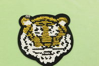 ODM 3D Embroidery Patches Hotmelt Adhesive Heat Transfer Tiger Patterned