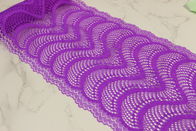 9.05in Stretch Double Galloon Lace , Geometric Purple Lace Trim