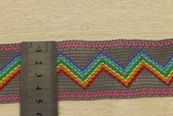 Flat Webbing Woven Tapes Lightweight Zigzag Pattern Rainbow Color OEM