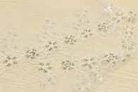 OEM Broderie Anglaise Trim By The Metre , Botanical Flower Lace Ribbon