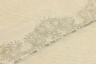 Braided Sequin Ribbon Trim , Stretchproof Border Lace Beaded Polyester Material
