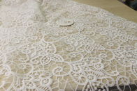 Scalloped White Guipure Lace Fabric Watersoluble Polyester Material