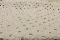 White Cotton Embroidered Lace Fabric 49in Width Breathable Eyelet