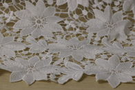 Polyester Allover Lace Fabric Peekaboo White Water Soluble Botanical Chemical