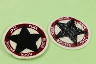 Towel Embroidery Applique Patch Circle With Black Five Pointed Star For Kids Mens Jackets Pants