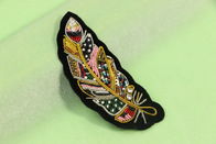 Traditional India Wire Patch Leaf Shape Bullion Wire Velveteen Ground Patch For Clothes Bags