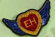 Sweat Red Heart EH Letter Sequin Wing Shape Felt Applique Patch For Sew On Iron On For Garments Or Jeans