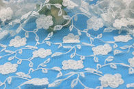 Chemical Diamond Mesh Allover Lace Fabric With Polyester Yarn Flora Style