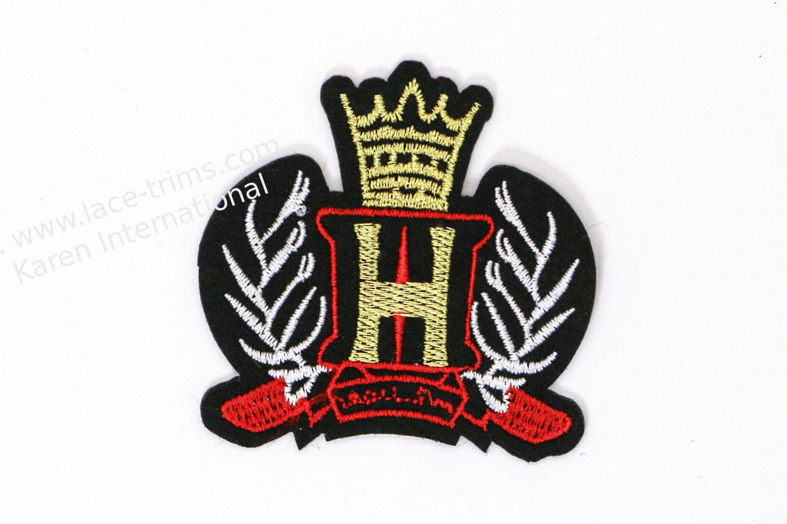 Gold Crown With Heart Gold H Letter Felt Applique Patch Armband For Pants Jacket