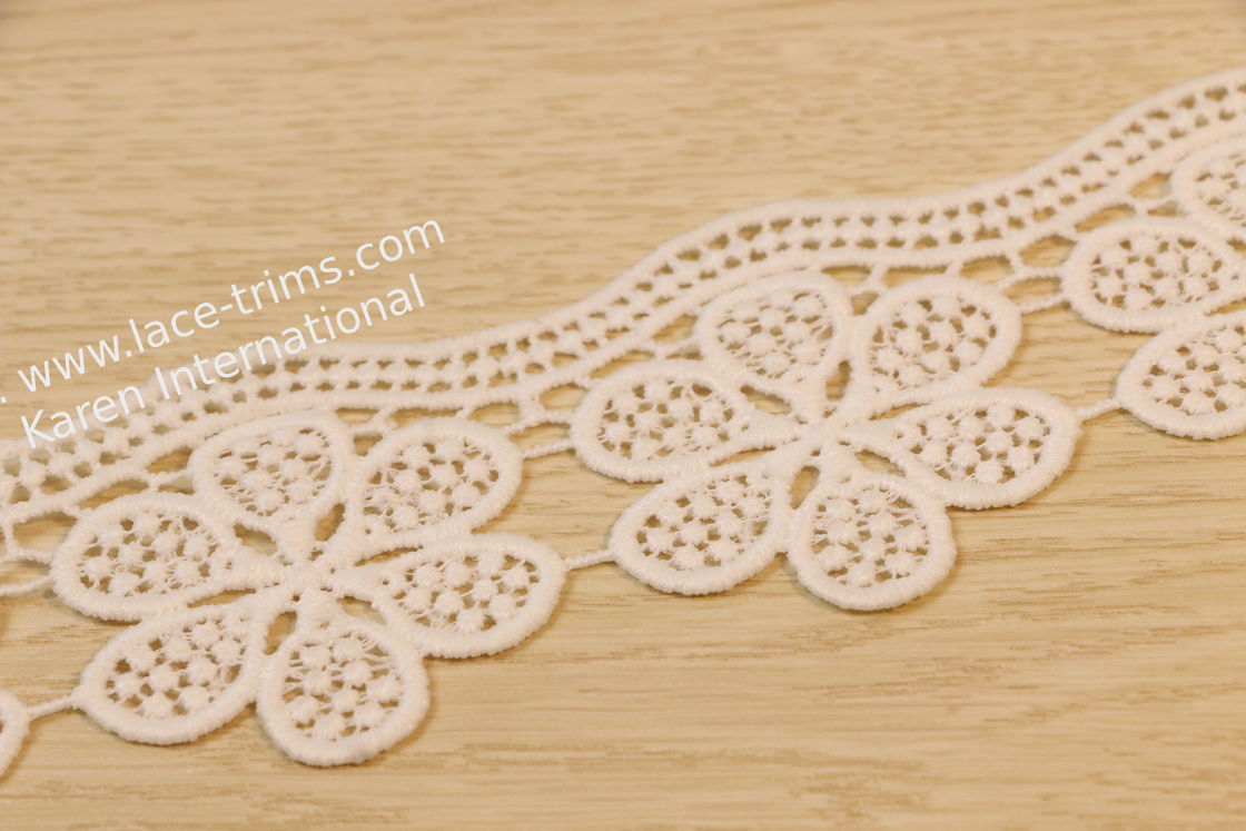 Multi Leaf Guipure Lace Trims Polyester 55mm Width For Multiusage