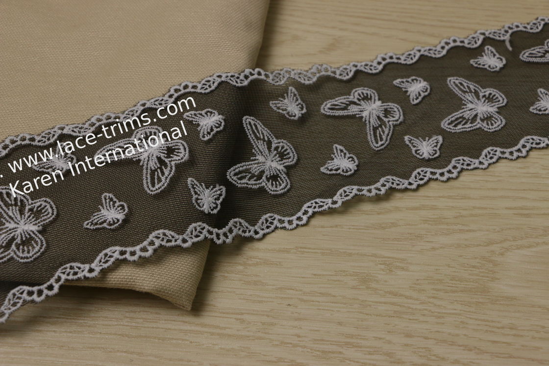 80mm Width Black And White Lace Trim Multifunctional Watersoluble