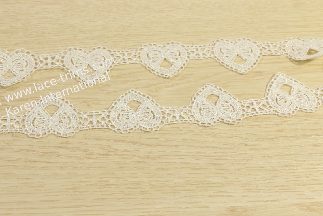Polyester Guipure Lace Trims With Heart Pattern Multiapplication