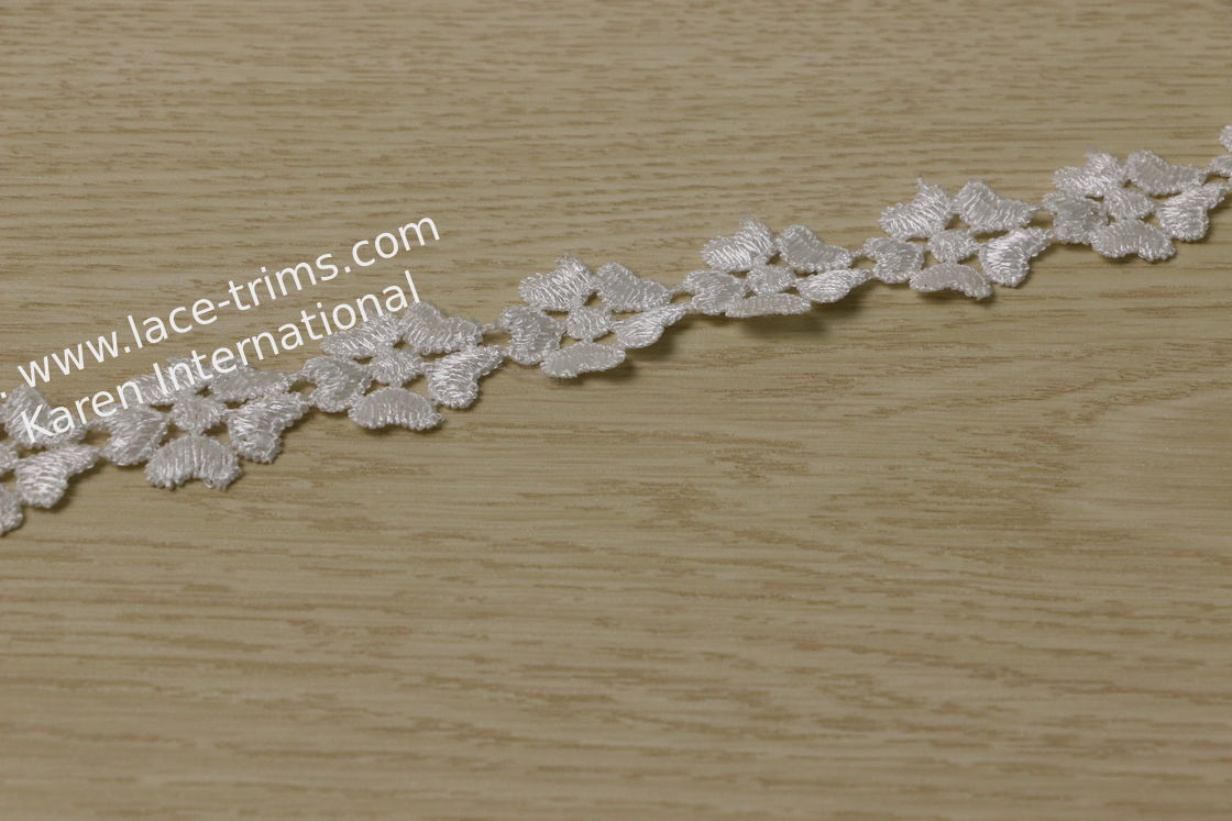 ODM Guipure Lace Trims , Heart Lace Trim 100% Polyester Material