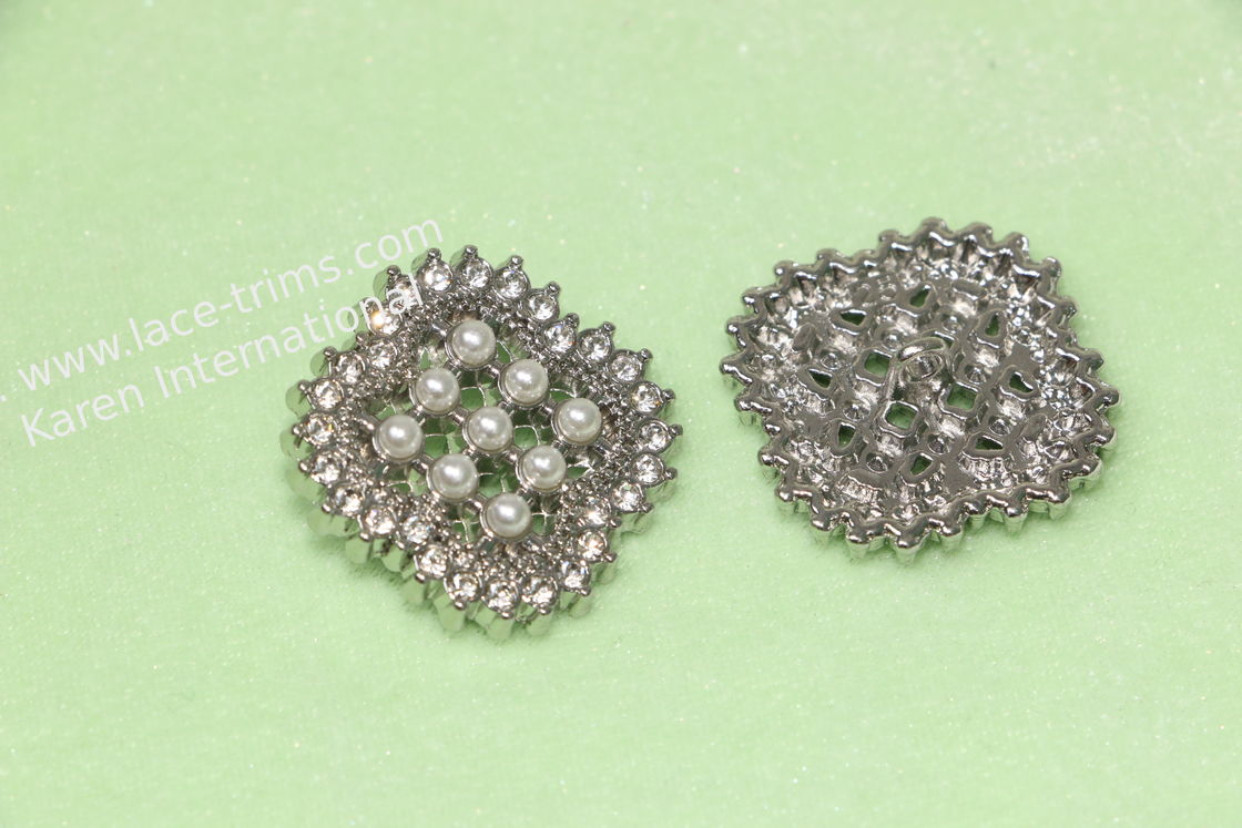 40L Fashion Buttons For Clothing , Watermill Pearl Vintage Rhinestone Buttons
