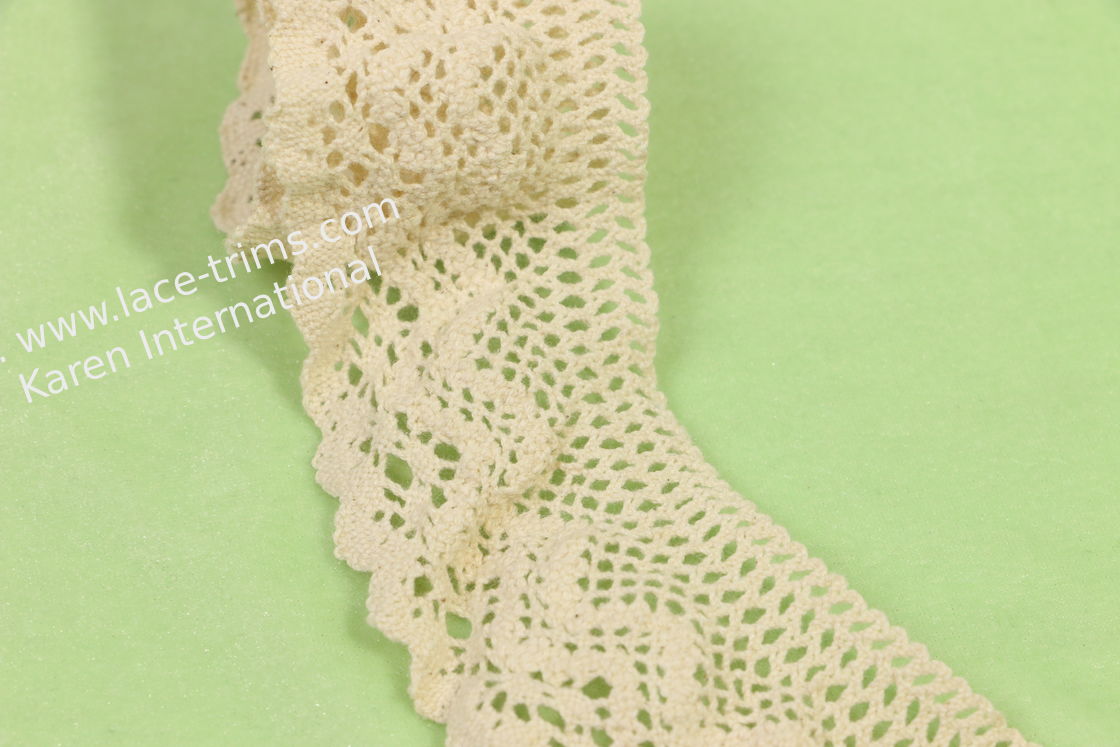 ODM Cotton Crochet Lace Trim Beige Elastic For Multiapplication