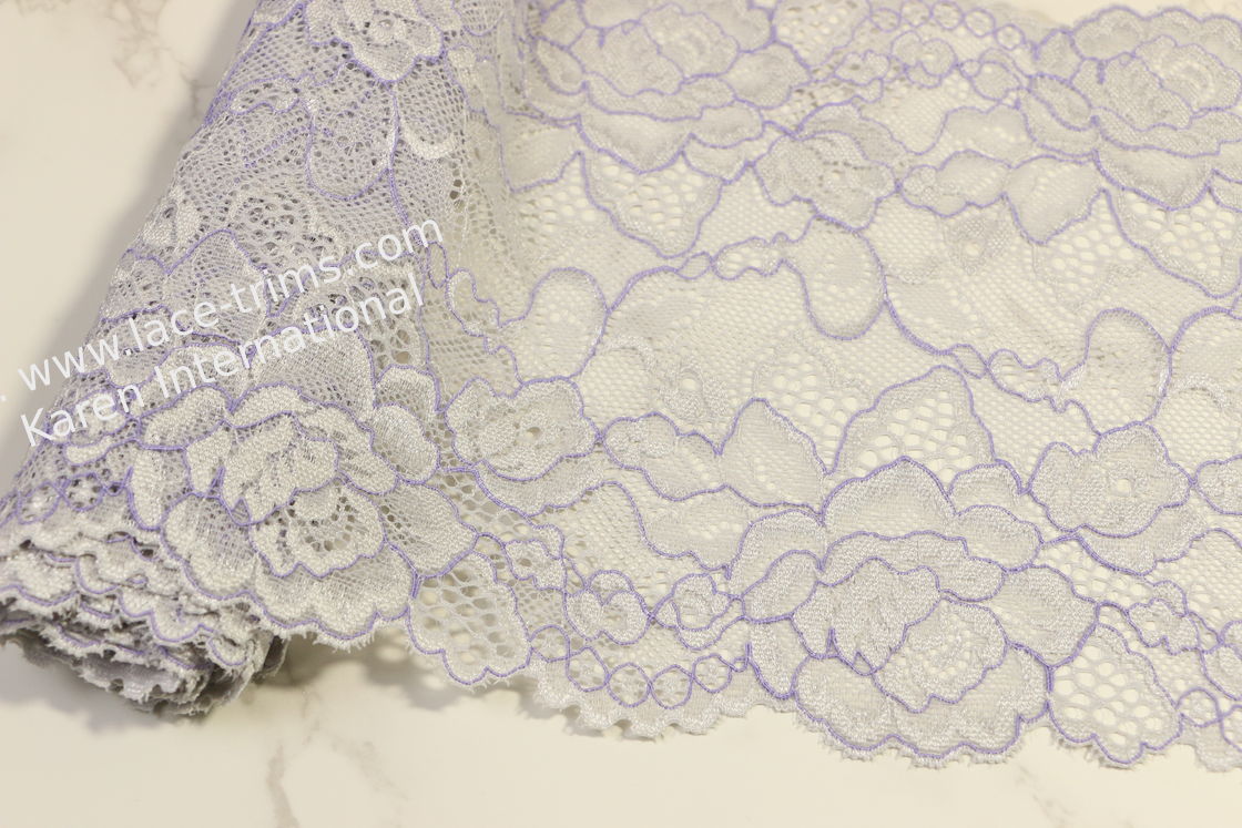 Stretch Lace Trim By The Yard Multiusage 2 tones color Flora Patterned