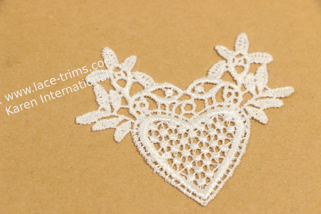 Embroidery Guipure Lace Applique 70mmx70mm Size Heart Shaped