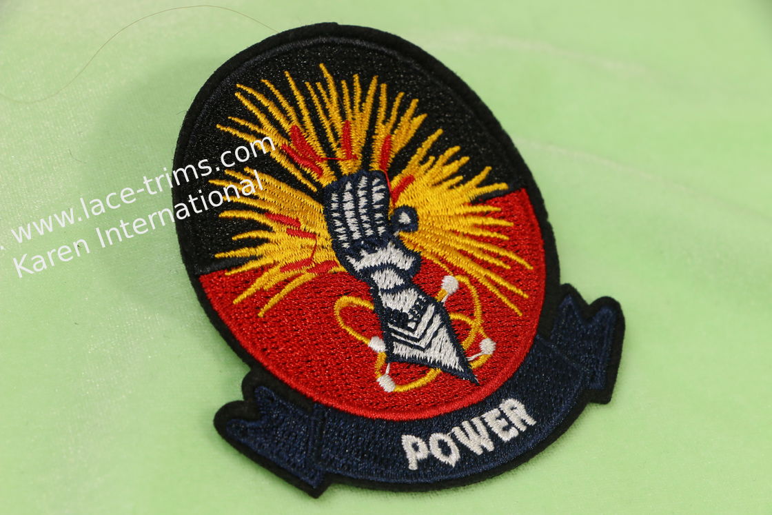 7.5x7cm Embroidered Fabric Cloth 3D Patch POWER Typeface