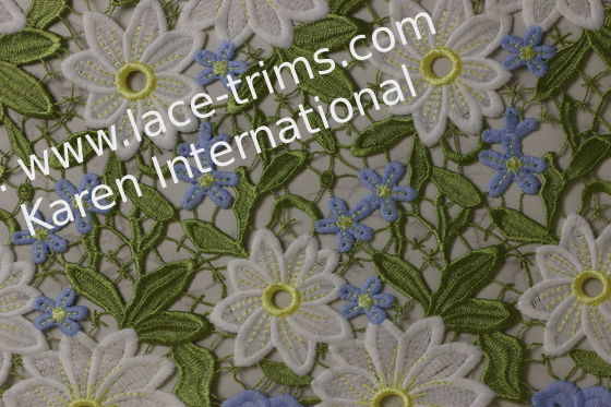 1200mm Width Allover Lace Fabric , Botanical  Crochet Lace Fabric ODM