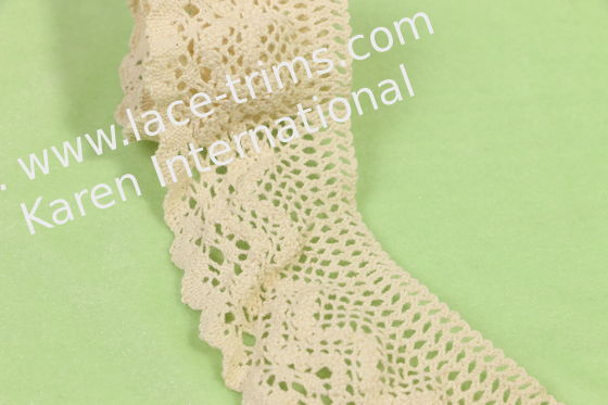 ODM Cotton Crochet Lace Trim Beige Elastic For Multiapplication
