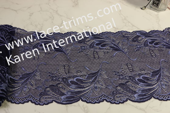 Navy Blue Lingerie Lace Trim 8.85in Width For Multiapplication