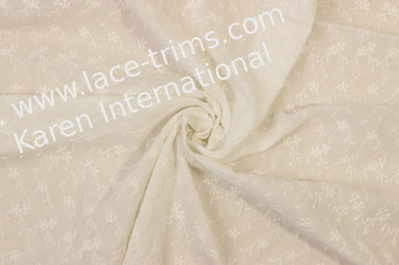 Organic Cotton Embroidered Lace Fabric ODM Available For Multiusage